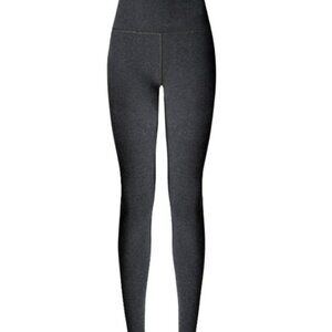Lululemon Wunder Under Pant (Roll Down) Heathered Black Cotton Leggings - Size 4